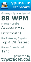 Scorecard for user strictmath