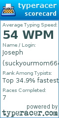 Scorecard for user suckyourmom664