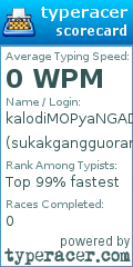 Scorecard for user sukakgangguorang
