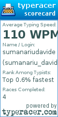 Scorecard for user sumanariu_davide