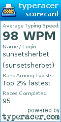 Scorecard for user sunsetsherbet