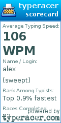 Scorecard for user sweept
