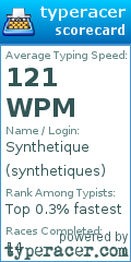 Scorecard for user synthetiques