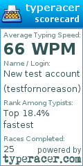 Scorecard for user testfornoreason