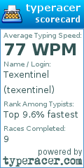 Scorecard for user texentinel