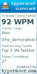Scorecard for user the_demoraliser