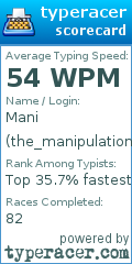 Scorecard for user the_manipulation