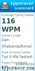 Scorecard for user thebendoftime