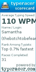 Scorecard for user thebotchtobefeared