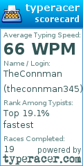 Scorecard for user theconnman345