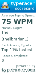 Scorecard for user thelibrarian1