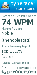 Scorecard for user thenoblestag