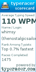 Scorecard for user thenostalgicsailor
