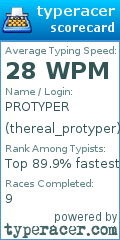 Scorecard for user thereal_protyper