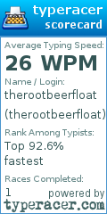Scorecard for user therootbeerfloat