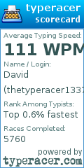 Scorecard for user thetyperacer1337
