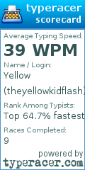 Scorecard for user theyellowkidflash