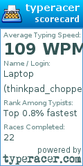 Scorecard for user thinkpad_chopper
