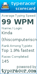 Scorecard for user thiscomputeriscreepy