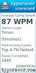 Scorecard for user timonius