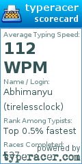 Scorecard for user tirelessclock