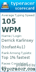 Scorecard for user toofast4u1