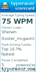 Scorecard for user tooter_mcgavin