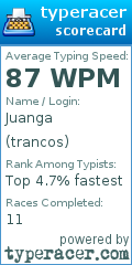 Scorecard for user trancos