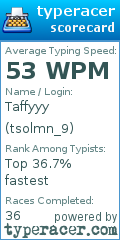 Scorecard for user tsolmn_9