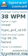 Scorecard for user type_god_op18