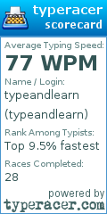 Scorecard for user typeandlearn