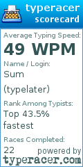 Scorecard for user typelater
