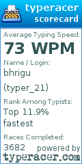 Scorecard for user typer_21