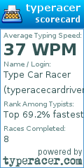 Scorecard for user typeracecardriver
