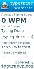 Scorecard for user typing_dude123