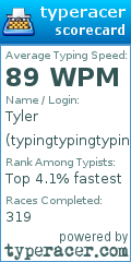 Scorecard for user typingtypingtypingtyping