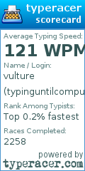 Scorecard for user typinguntilcomputerdies