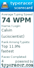 Scorecard for user uciscientist