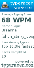 Scorecard for user uhoh_stinky_poopoo