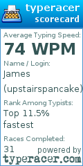 Scorecard for user upstairspancake