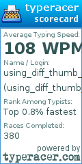 Scorecard for user using_diff_thumb_for_spacebar