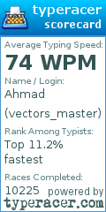 Scorecard for user vectors_master