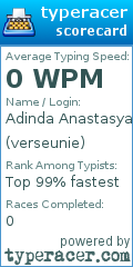 Scorecard for user verseunie