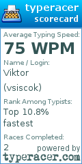 Scorecard for user vsiscok