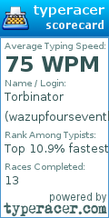 Scorecard for user wazupfourseventhree