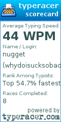 Scorecard for user whydoisucksobad