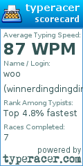 Scorecard for user winnerdingdingding