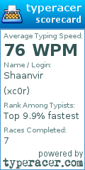 Scorecard for user xc0r