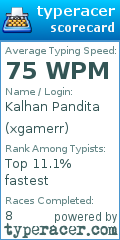 Scorecard for user xgamerr
