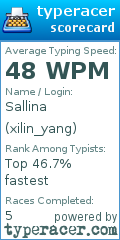 Scorecard for user xilin_yang